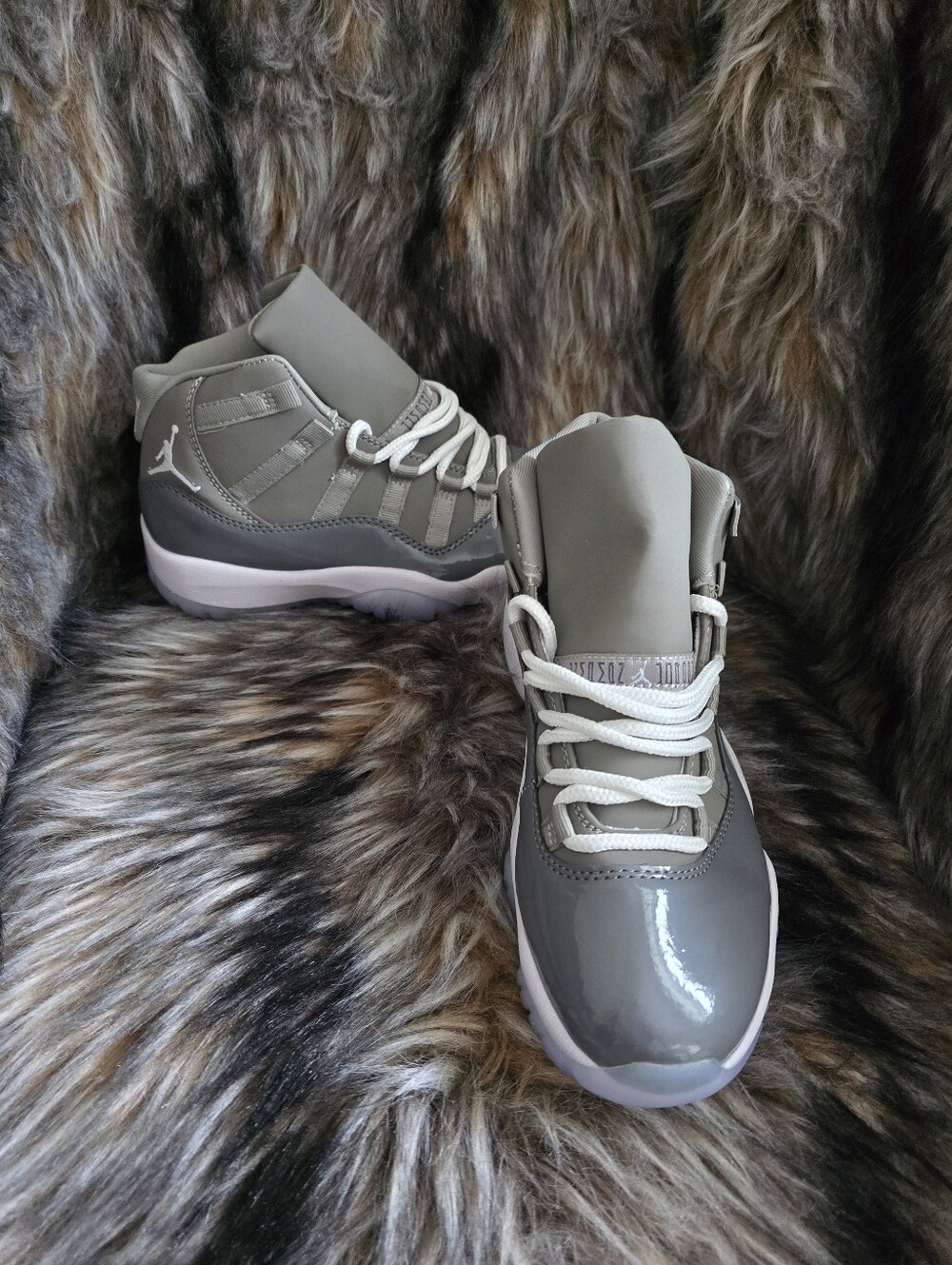 Jordan Kids Grey High-Top Sneakers with White Laces
